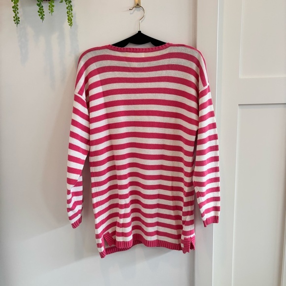 Jones New York Sport Vintage Pink & White Striped Tunic V-neck Women's Sweater S - Picture 5 of 8